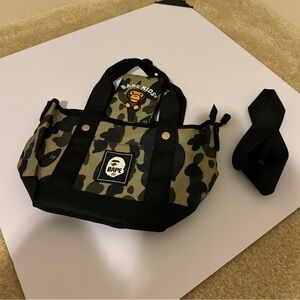 Bundle of A Bathing Ape Bags Bape Camo mini tote and Bape card holder